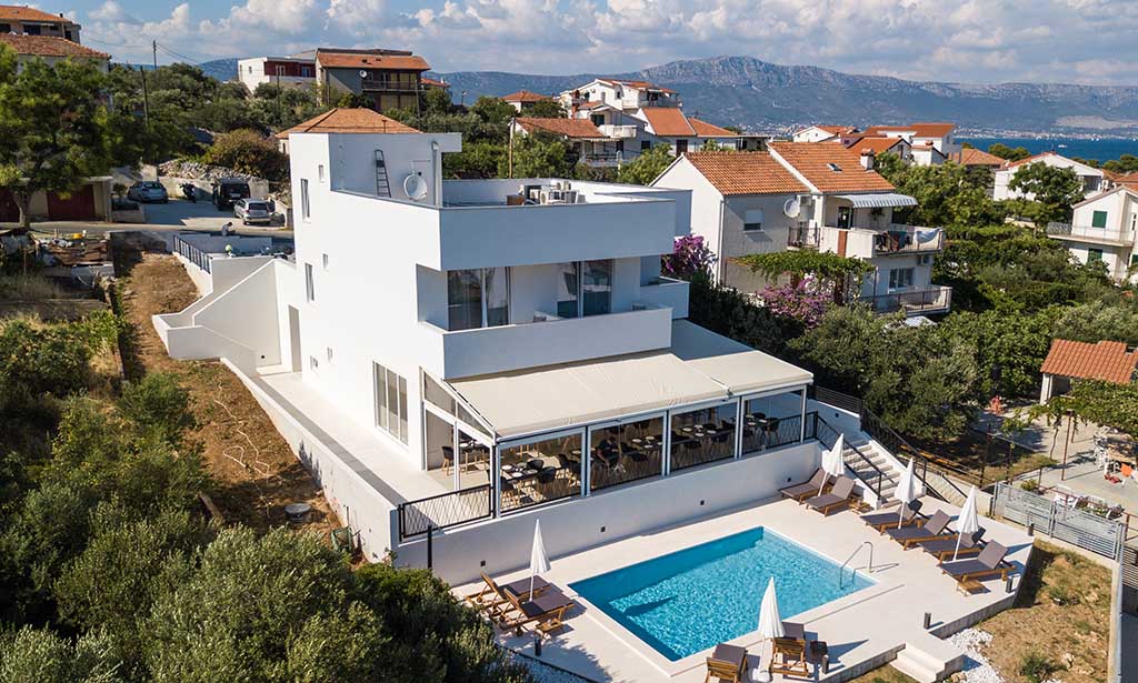 Aerial view of Villa Casablanca in Trogir